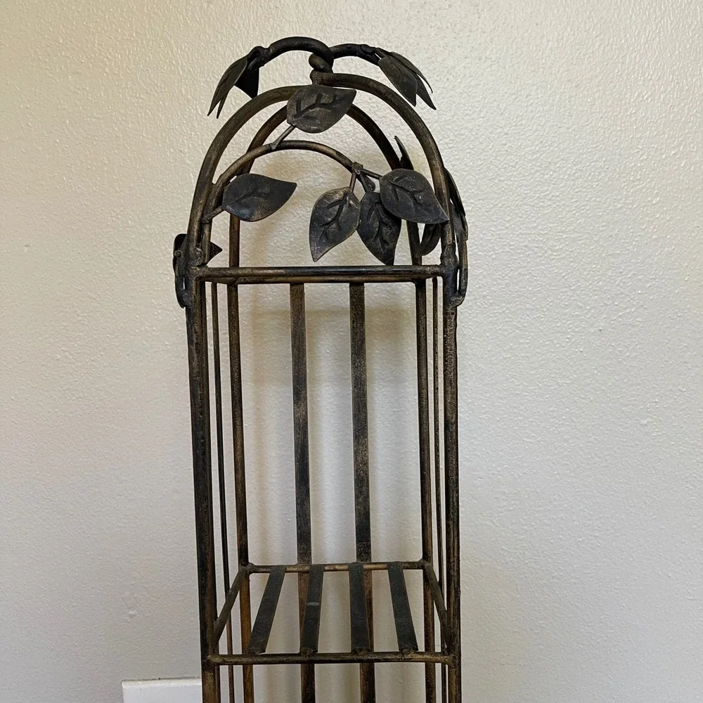 Vtg metal 40 CD PS1 Retro Video Game‎ Holder Rack Shelf Tower Stand granny leaf